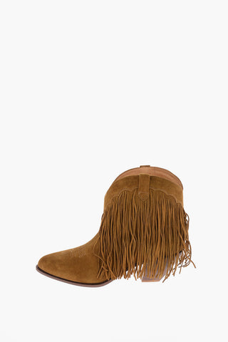 Texani LEVRIERO in Pelle Scamosciata con Frange 8cm