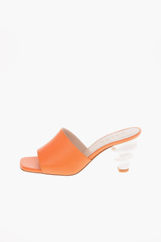 8cm leather NIMA Decorative Heel Mules