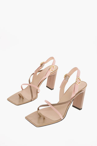 10cm leather ELZA Square Toe Ankle-strap sandals