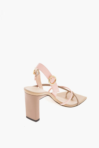10cm leather ELZA Square Toe Ankle-strap sandals