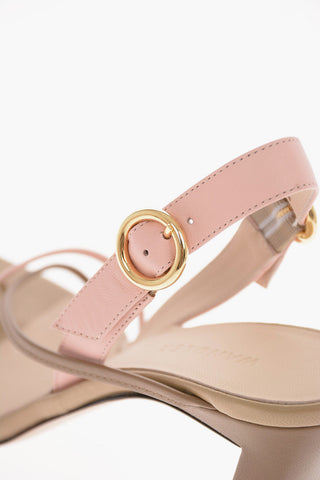 10cm leather ELZA Square Toe Ankle-strap sandals