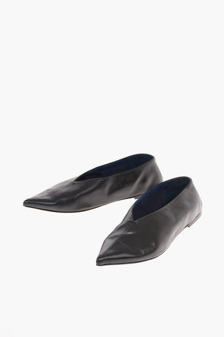 leather STITCH BABOUCHE Point Toe Ballet flats