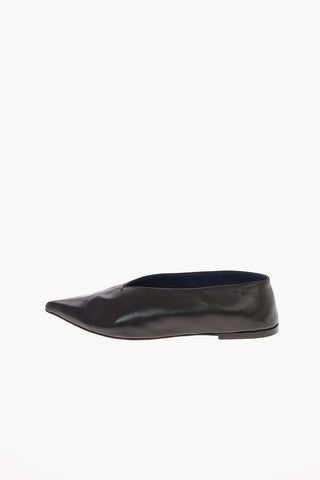 leather STITCH BABOUCHE Point Toe Ballet flats