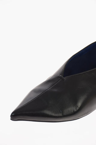 leather STITCH BABOUCHE Point Toe Ballet flats