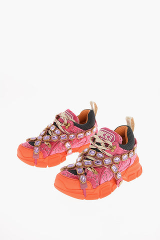 High-top Sneakers in velluto e con applicazioni Gioielli
