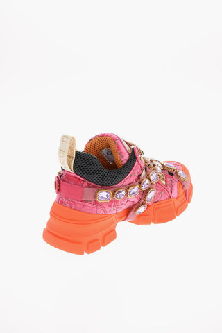High-top Sneakers in velluto e con applicazioni Gioielli