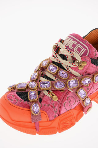 High-top Sneakers in velluto e con applicazioni Gioielli