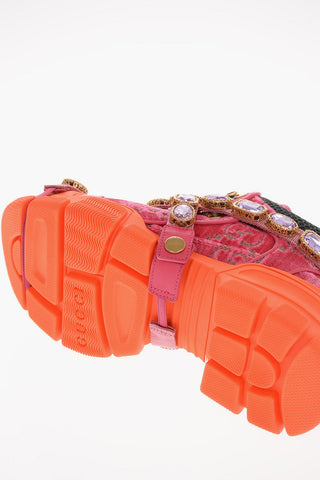 High-top Sneakers in velluto e con applicazioni Gioielli