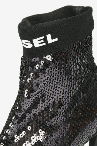 9cm Sequined D-SLANTY MASM Sock-Boots