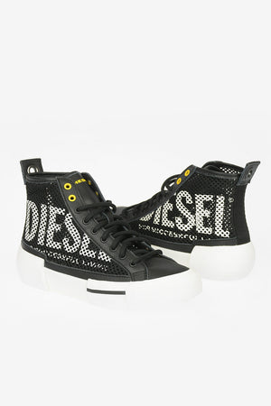 Leather and Fabric Open Work S-DESE Sneaker