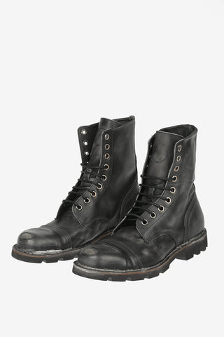 Vintage Effect Leather STEEL combat boots