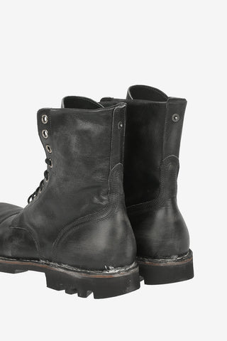 Vintage Effect Leather STEEL combat boots