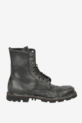 Vintage Effect Leather STEEL combat boots