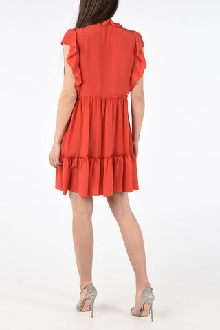 Silk Draped Sleeve Mini Dress