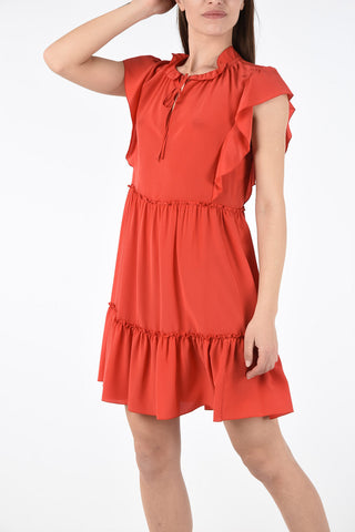 Silk Draped Sleeve Mini Dress