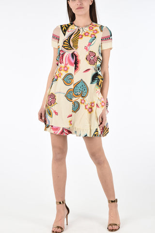 Draped Floral Print Mini Dress