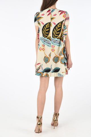 Draped Floral Print Mini Dress