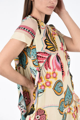 Draped Floral Print Mini Dress