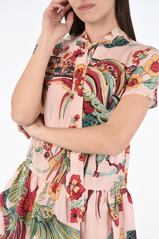 Mini Dress in Seta Floreale con Fiocco 