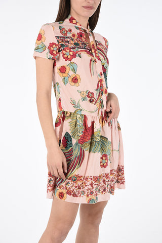 Mini Dress in Seta Floreale con Fiocco 