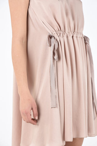 Shift Dress with Ankle Drawstring 