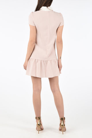 Fabric Mini Dress with Bow Neck