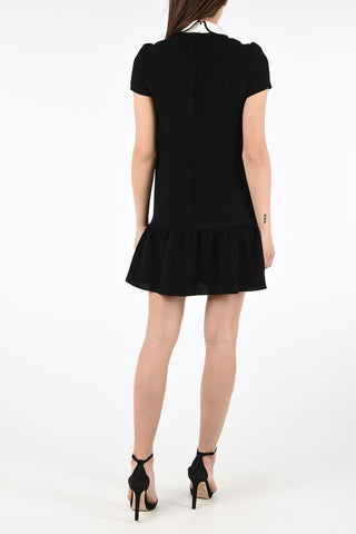 Fabric Mini Dress with Bow Neck