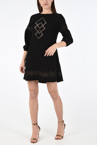 Embroidered Crew-Neck Caftan with Petticoat 