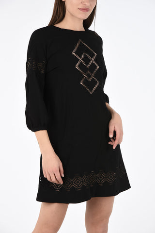 Embroidered Crew-Neck Caftan with Petticoat 