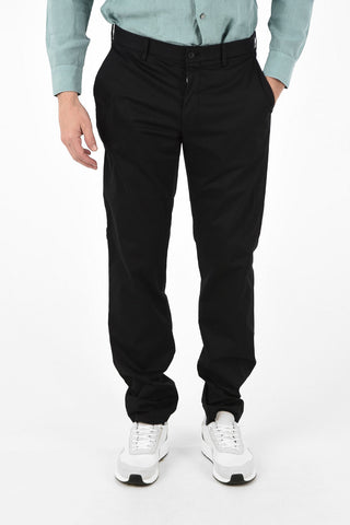 ZZEGNA Stretch Cotton Pants with Belt Loops