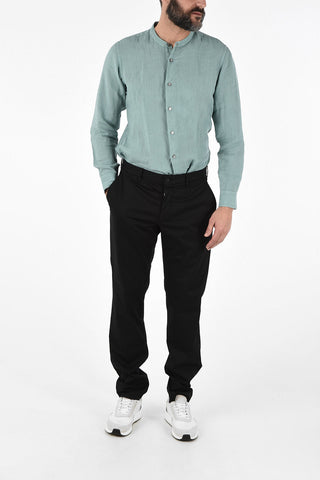 ZZEGNA Stretch Cotton Pants with Belt Loops
