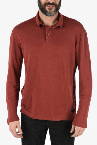 zzegna Linen Long Sleeve Polo Shirt