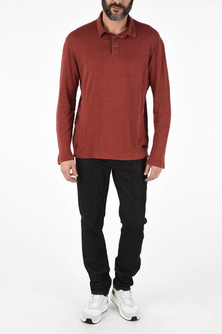 zzegna Linen Long Sleeve Polo Shirt