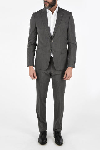 ZZEGNA Lined Twill Suit with Flap Pockets