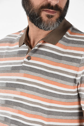 ZZEGNA Polo a Righe in Seta e Cotone