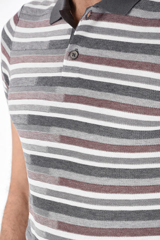 ZZEGNA Polo a Righe in Seta e Cotone