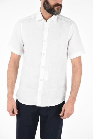 ZZEGNA Camicia collo Francese a Maniche Corte 