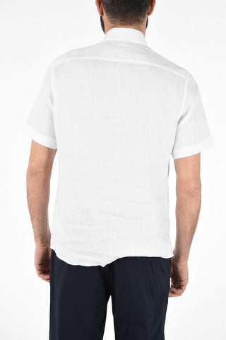 ZZEGNA Camicia collo Francese a Maniche Corte 
