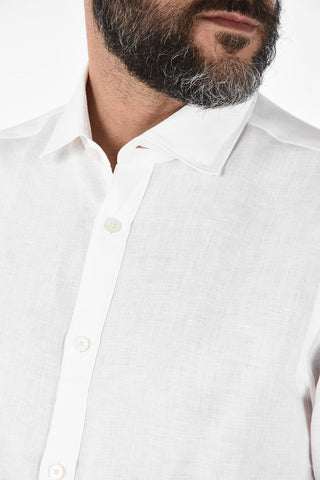 ZZEGNA Camicia collo Francese a Maniche Corte 
