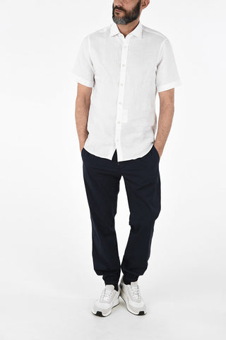 ZZEGNA Camicia collo Francese a Maniche Corte 