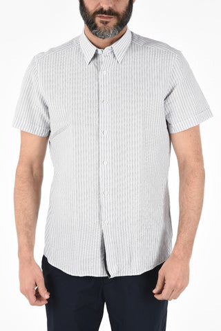 EZ LUXURY Camicia Collo Francese Pencil Stripe a Maniche Corte