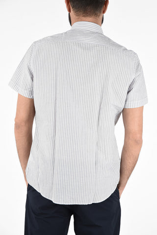 EZ LUXURY Camicia Collo Francese Pencil Stripe a Maniche Corte