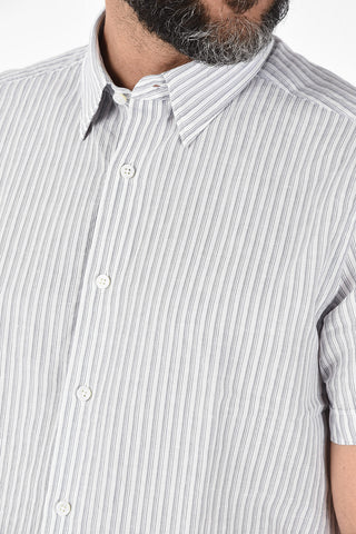 EZ LUXURY Camicia Collo Francese Pencil Stripe a Maniche Corte