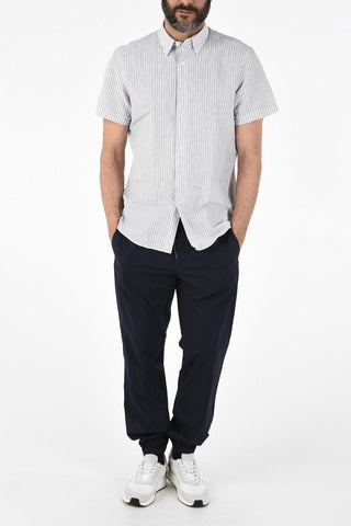 EZ LUXURY Camicia Collo Francese Pencil Stripe a Maniche Corte