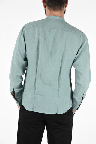 ZZEGNA Camicia in Lino Collo Coreano