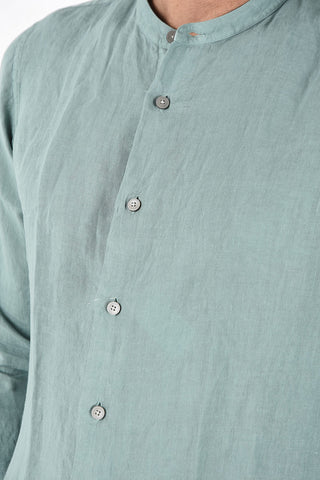 ZZEGNA Camicia in Lino Collo Coreano