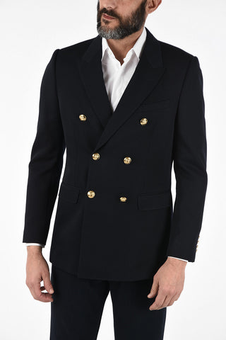 peak lapel double-breasted blazer