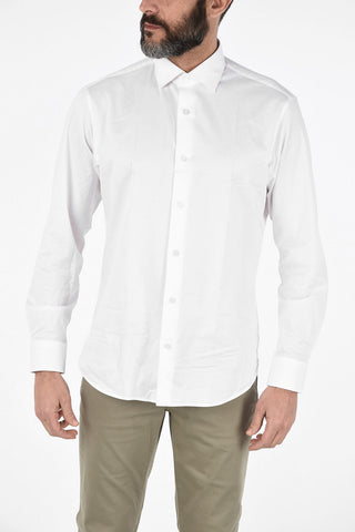 ZZEGNA Camicia Regular Fit Collo Francese in Cotone Stretch