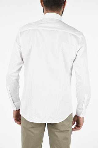 ZZEGNA Camicia Regular Fit Collo Francese in Cotone Stretch