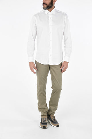 ZZEGNA Camicia Regular Fit Collo Francese in Cotone Stretch